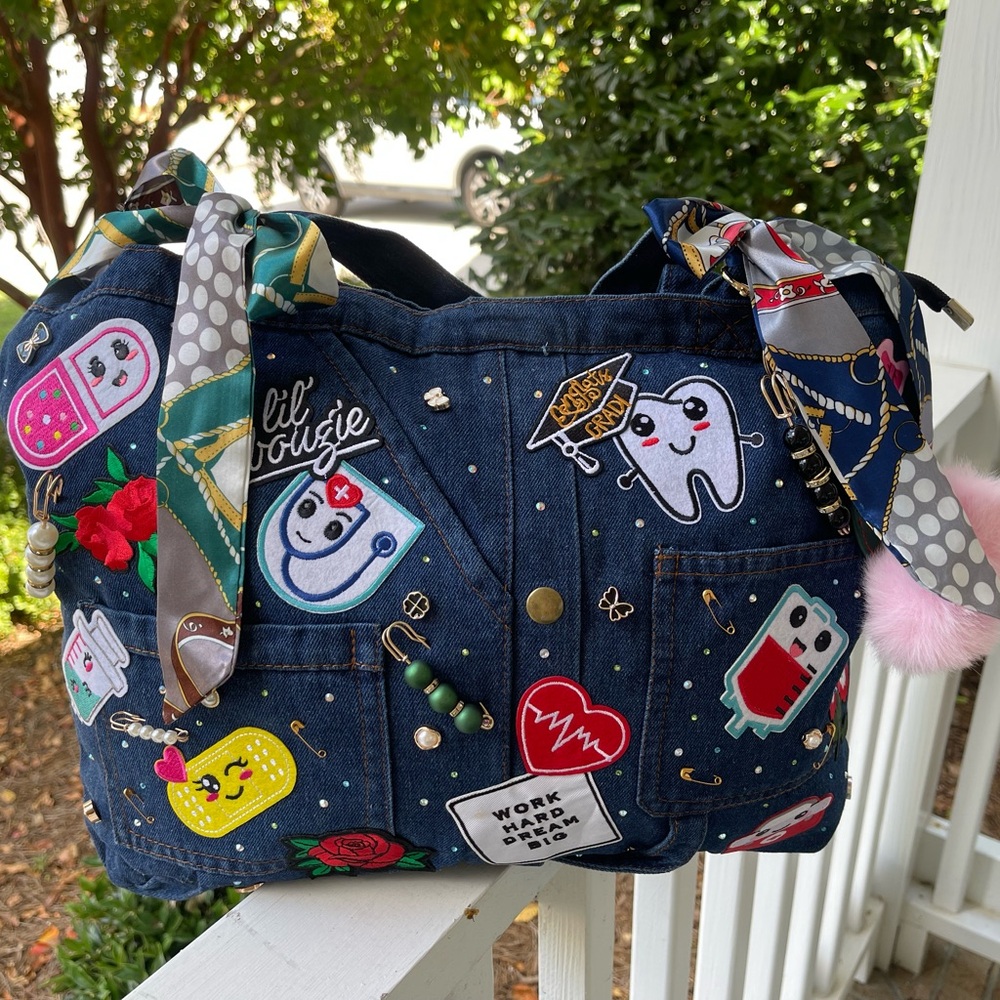 Customized Denim Career Styled Junk Bag (Made to Order)